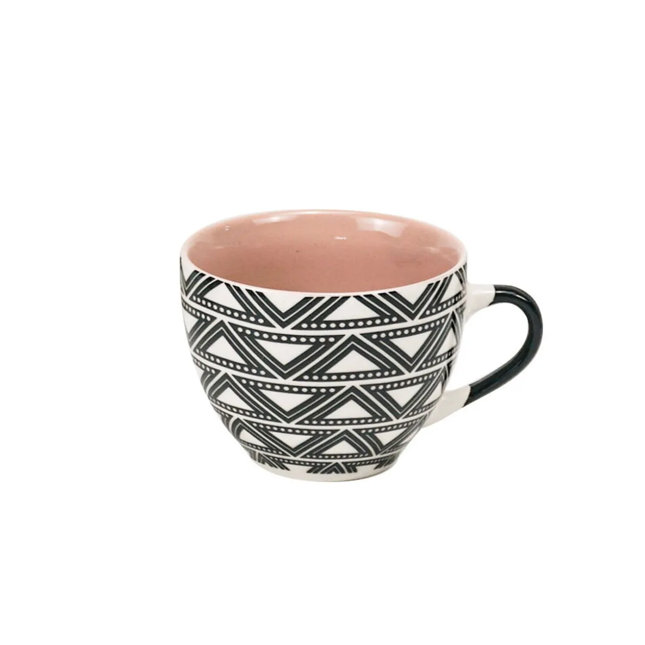 Tasse à café en porcelaine motif graphique noir blanc 22 cl