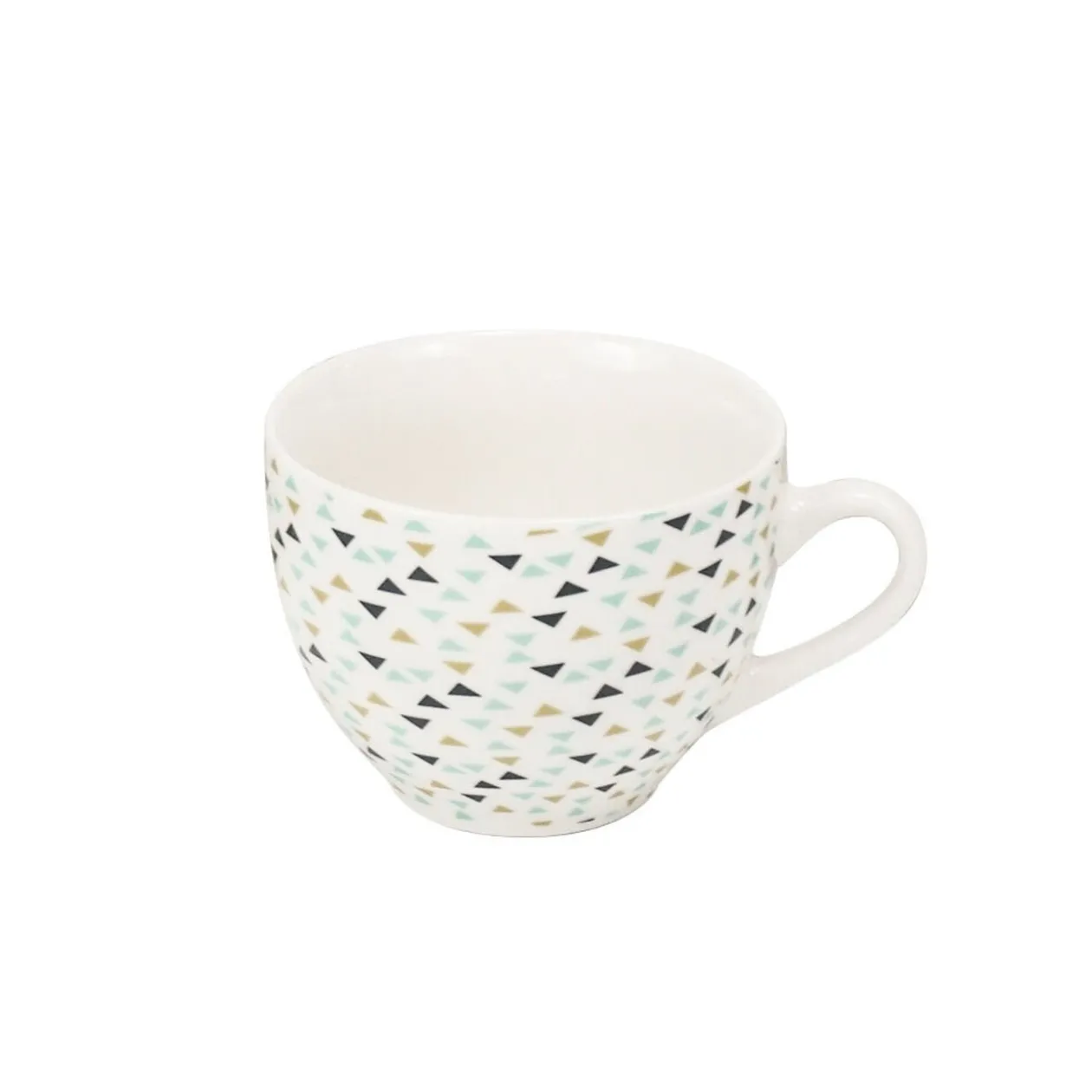 Tasse à café en porcelaine motif triangle multicolore 22 cl