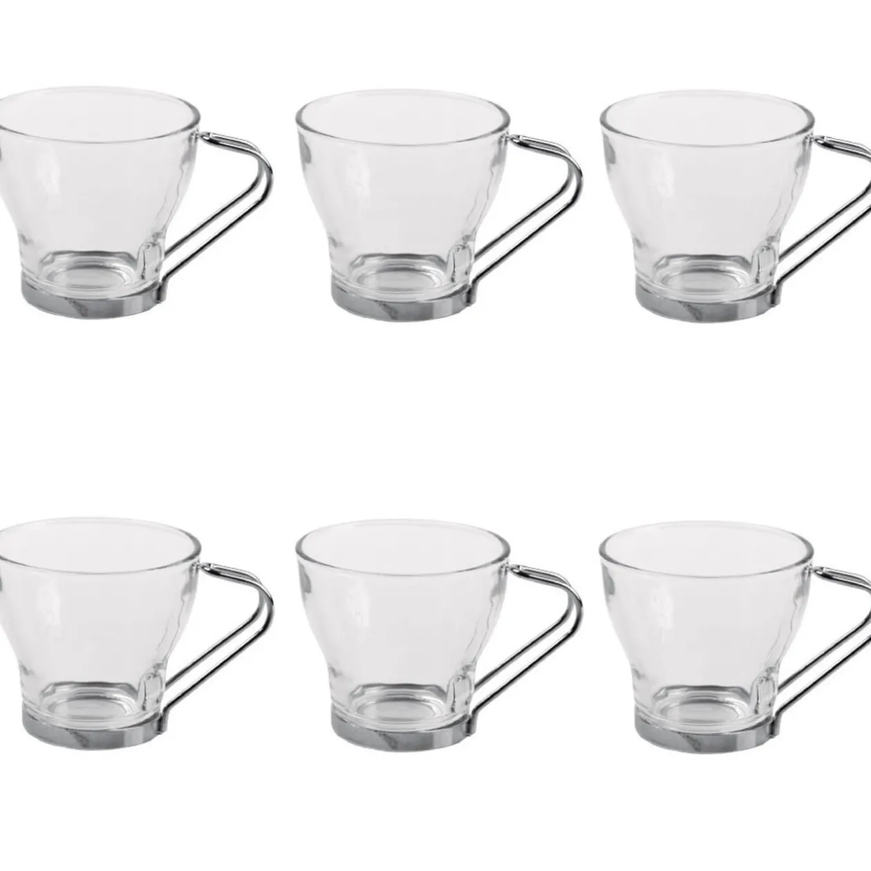 Tasse à café en verre et métal x 6