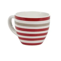 Tasse à expresso porcelaine blanc à rayures rouge gris 9 cl