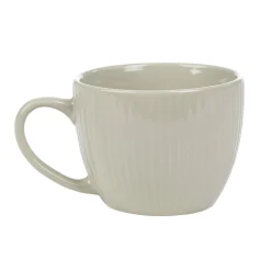 Tasse en faïence 23 cl uni lin avec rainures verticales en relief