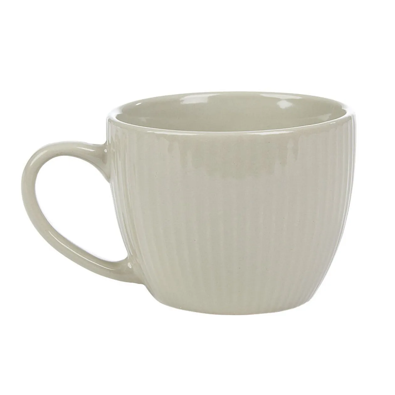 Tasse en faïence 23 cl uni lin avec rainures verticales en relief