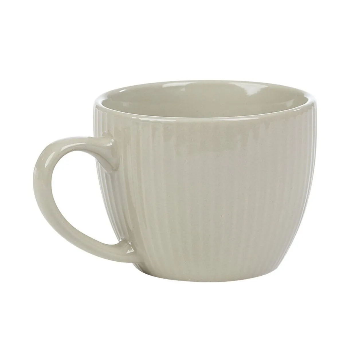 Tasse en faïence 23 cl uni lin avec rainures verticales en relief