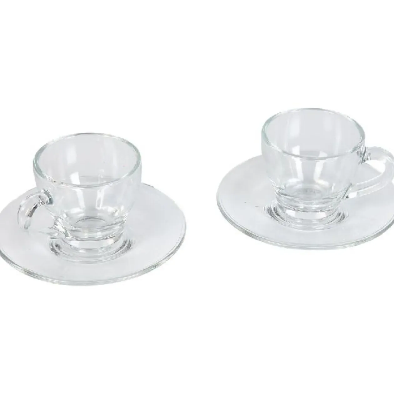 Tasse et sous tasse à café transparente x2