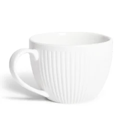 Tasse porcelaine 42cl strie embossée blanche