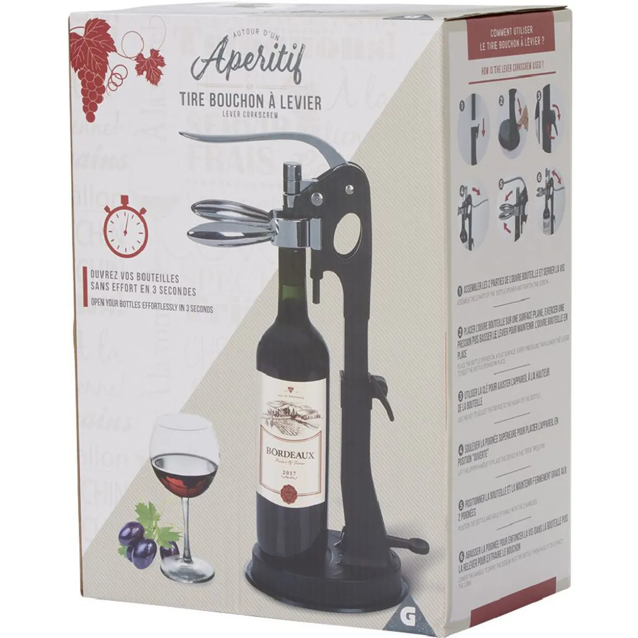 Tire bouchon à levier sur pied