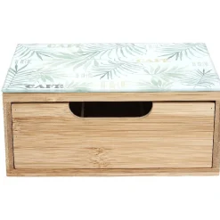Tiroir à dosettes motif feuilles bambou