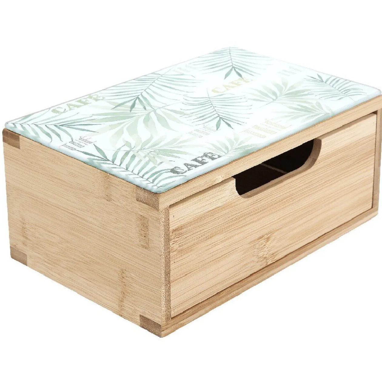 Tiroir à dosettes motif feuilles bambou