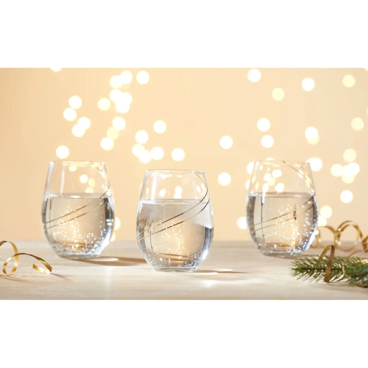 Verre à eau avec ruban doré x4