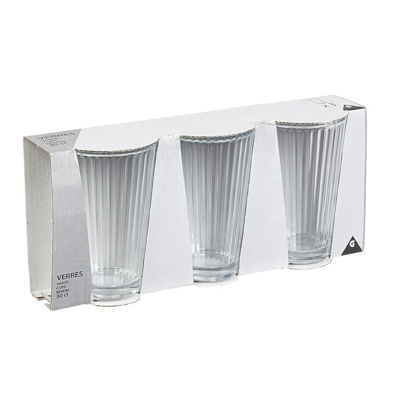 Verre à eau embossé transparent 32,5 cl x3