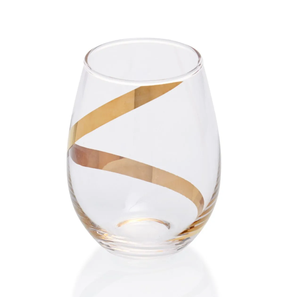 Verre à eau transparent motif ruban doré x3