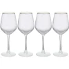 Verre à vin transparent avec liseré doré x4