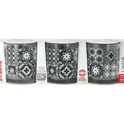 Verre bas motif carreaux de ciment x 3