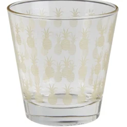 Verre bas style tropical motif ananas doré 25cl x3