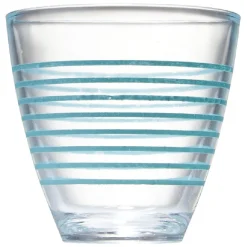 Verre bas transparent rayure bleu x 12