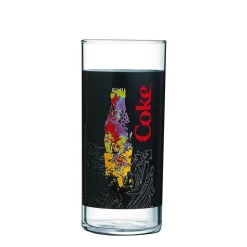 Verre Coca-Cola tubo noir motif bouteille colorée 27 cl