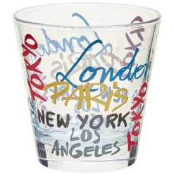Verre gobelet transparent déco cities multicolore x 3