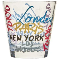 Verre gobelet transparent déco cities multicolore x 3