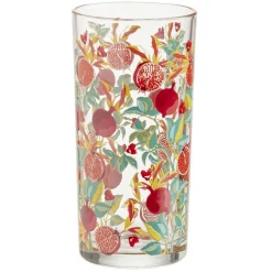 Verre haut transparent motif grenade rouge 25cl x2