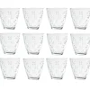 Verre transparent motif relief fleur x12