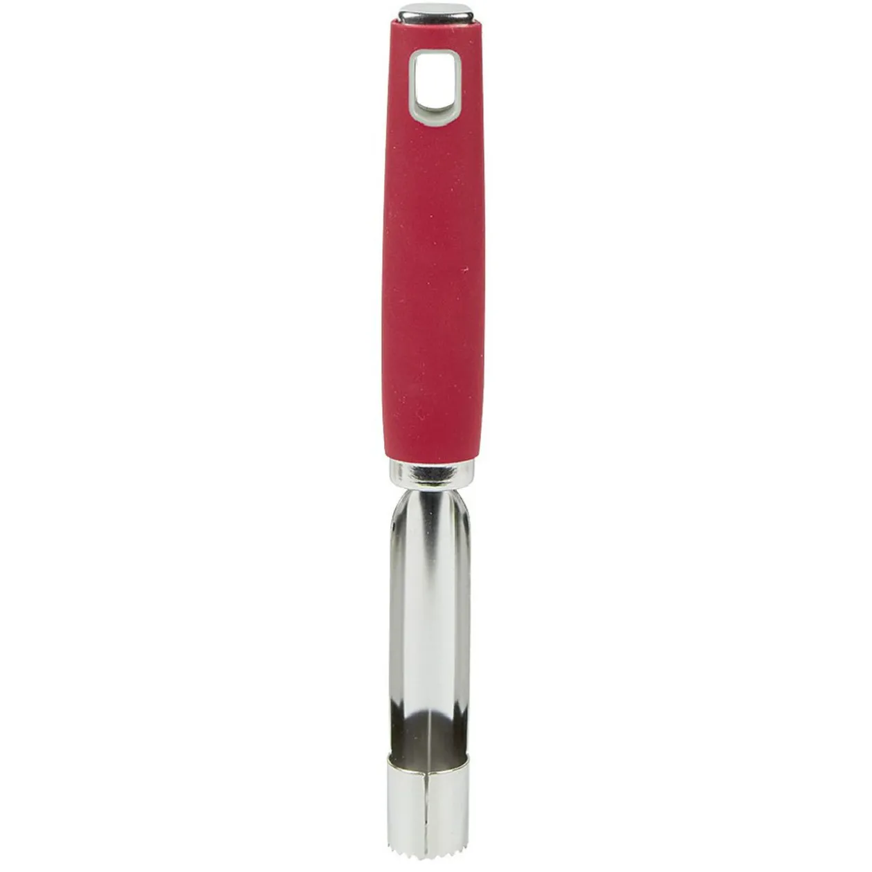 Vide pomme inox avec manche en polypropylène rouge