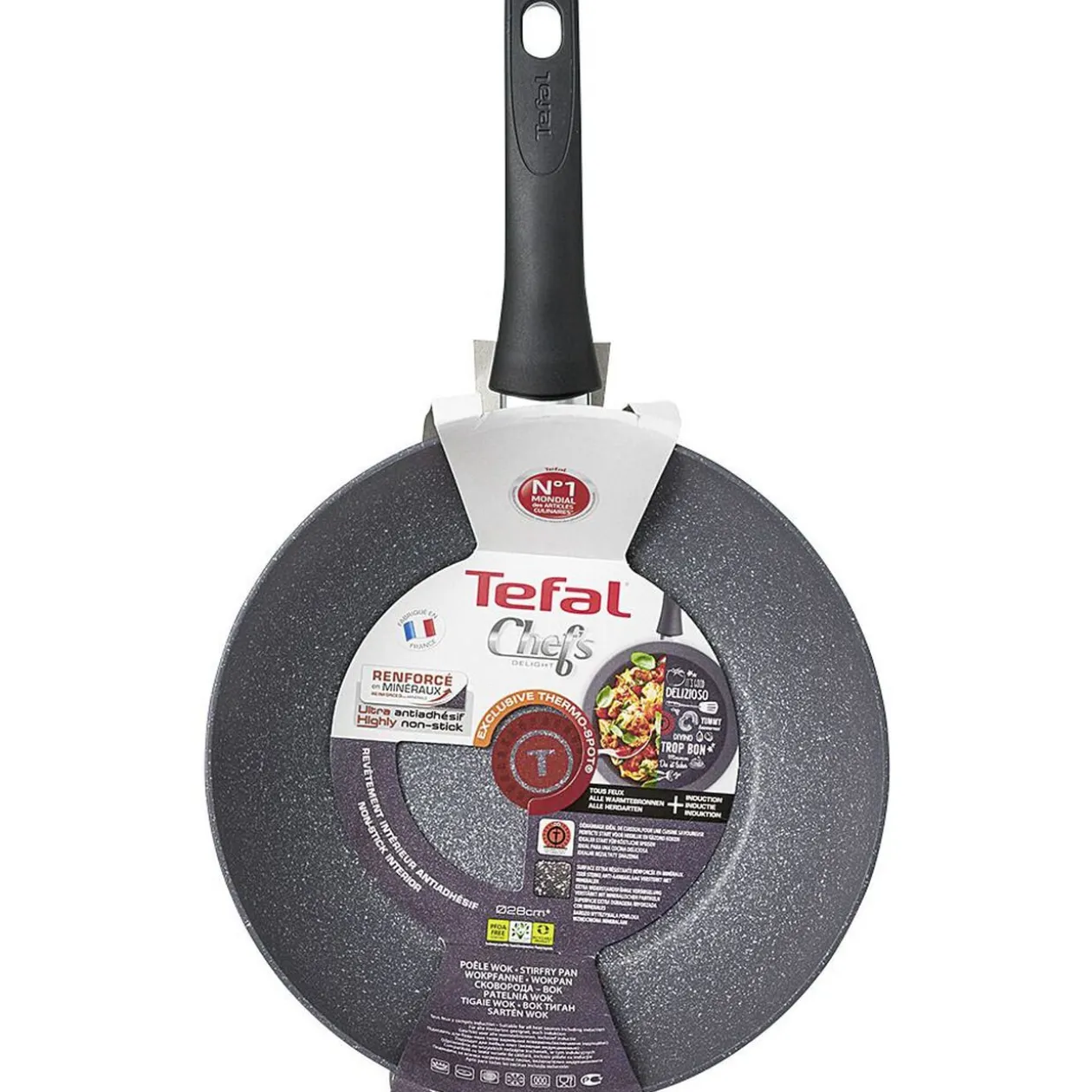 Wok Tefal aluminium effet pierre Ø28cm